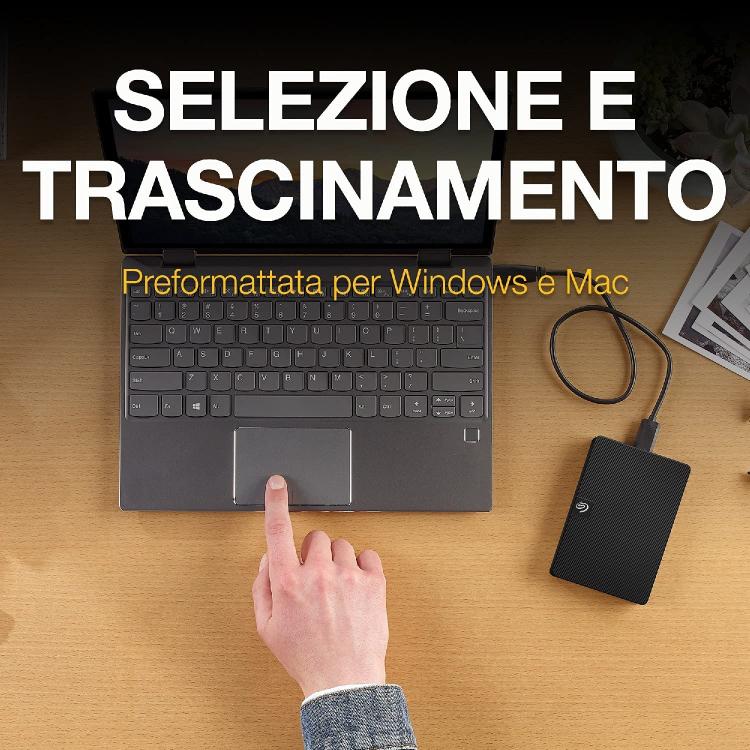 Seagate Expansion +Rescue Hard Disk Esterno 2Tb Hdd Ext 2.5" Memoria Pc Ps4