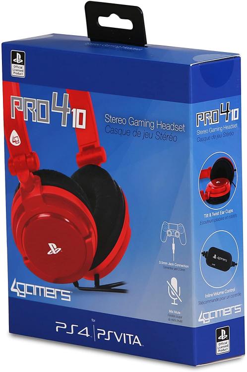 CUFFIE SONY 4GAMERS PS4 PRO4 10 STEREO GAMING HEADSET PLAY STATION 4 ROSSO