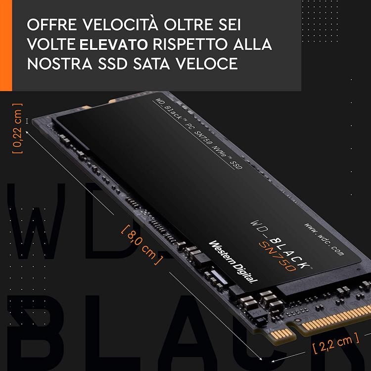 Western Digital Ssd Interno Gaming 250Gb Sn750 M.2 Wd Black Pcie Nvme 3.0