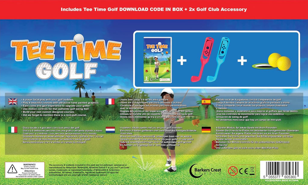 Tee Time Golf Switch Bundle + 2x Golf Club Accessory Videogioco EU Multilingua Ita