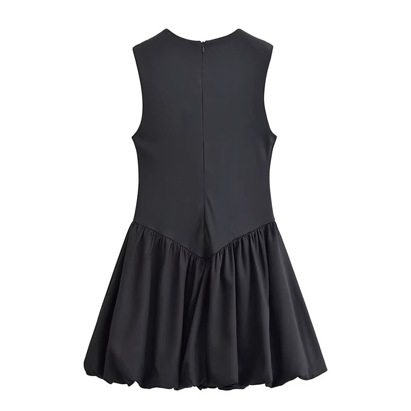ZATRHMBM 2026 New Spring/Autumn Women'S Fashion Balloon Effect Dress, Retro Casual Sleeveless Elegant Women'S Dress