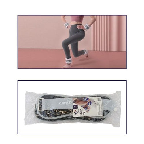 Coppia Pesi Per Caviglie/Polsi Sabbia Sport Fitness Cavigliere Da 1kg (2kg) Nero