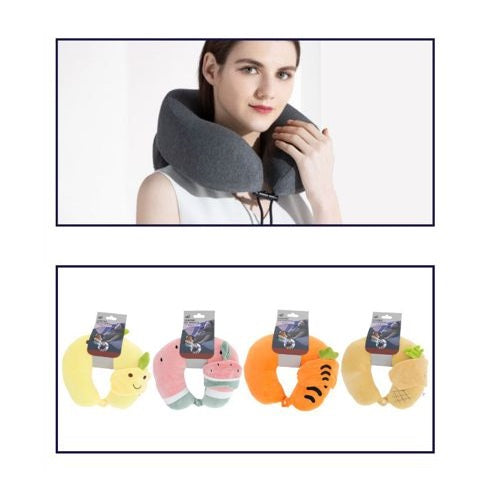 Cuscino Da Viaggio Collo Cervicale In Tessuto Memory Foam Relax Auto Treno Aereo 94974