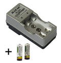 CARICA BATTERIE + 2 PILE RICARICABILI CARICATORE 220 VOLT PER AA AC 220V DA CASA