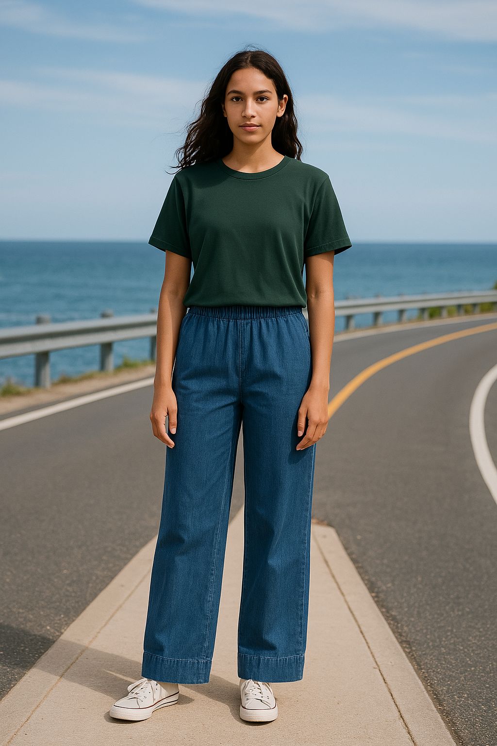 Pantaloni Pensil Cotton Linen Donna Medium Wash