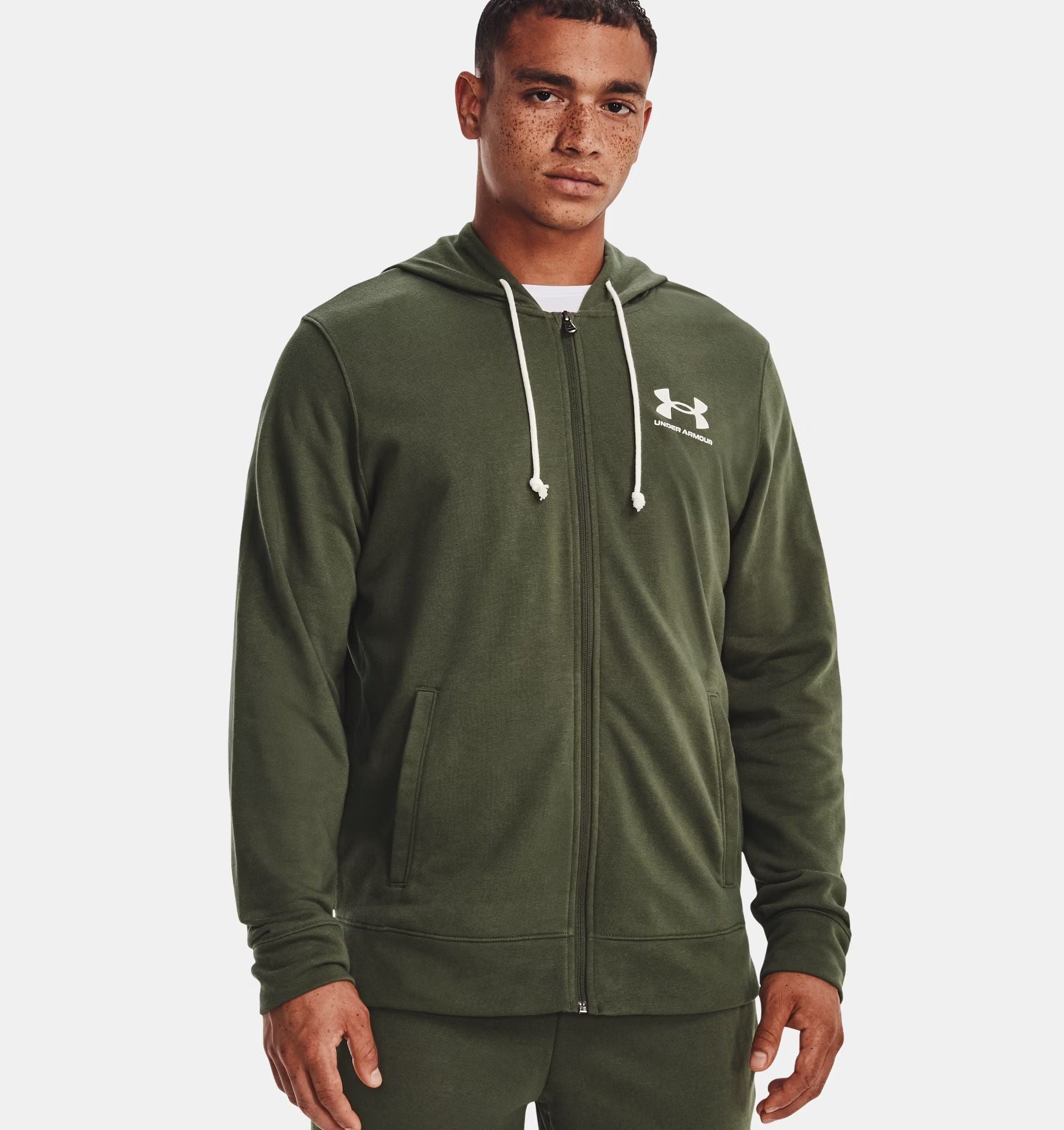 Maglia Rival Terry Full Zip Uomo Marine Green/Onyx White