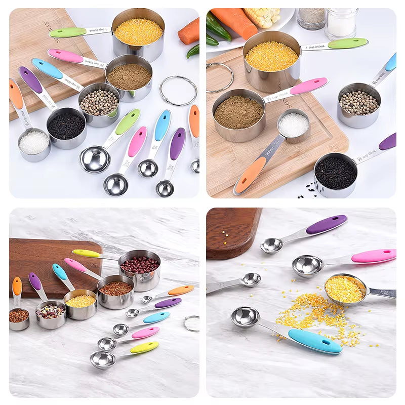Wholesale 10 Pcs Kitchen Measuring Tools High Grade Measuring Scoop Stainless Steel Measuring Cups and Spoons Set
