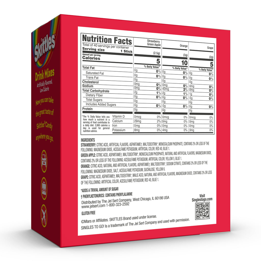 (40 Packets)  Variety Pack Sugar Free, On-The-Go, Caffeine Free, Powdered Drink Mix