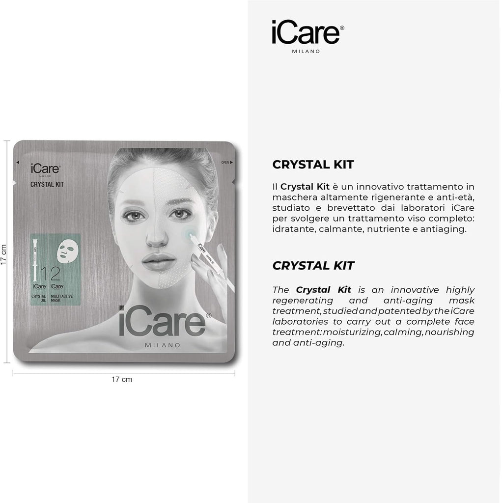 iCare Maschera Viso Idratante 2 Fasi + Crystal Oil Acido Ialuronico Antiage