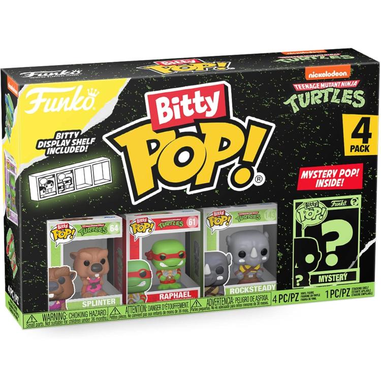 Funko Bitty Pop! Tmnt Tartarughe Ninja Turtles 4 Pack Splinter/Raphael/Rockst.