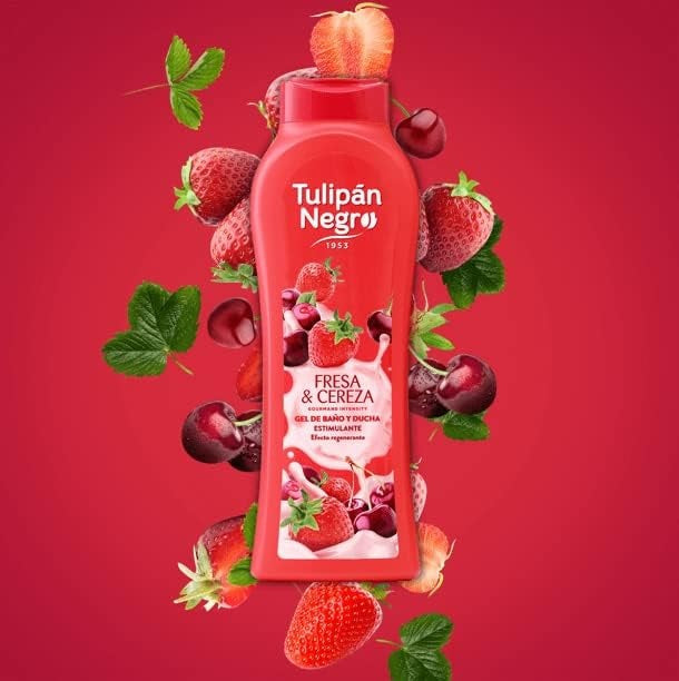 Tulipan Negro Shower Gel Bagno Doccia (Fragola E Ciliegia) Bagnoschiuma 650Ml