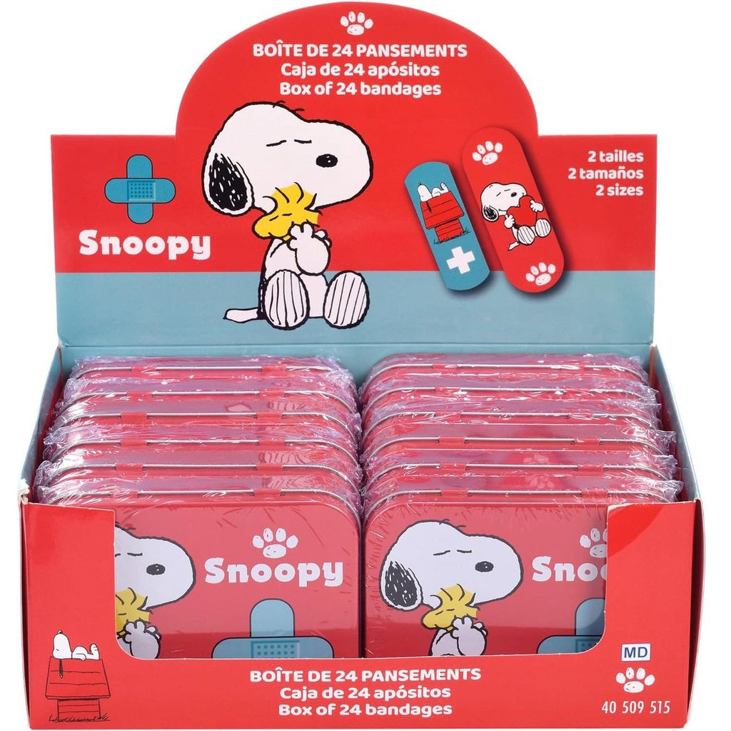 Snoopy Box Metallo 24 Medicazioni Adesive Cerotti Sterili Ragazzi Bambini