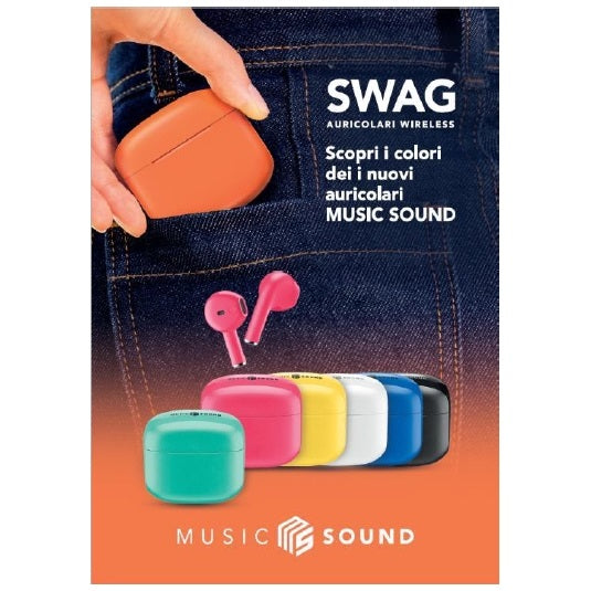 CELLULARLINE MUSICSOUND AURICOLARI WIRELESS SWAG TWS BLUETOOTH POWERBANK AZZURRO