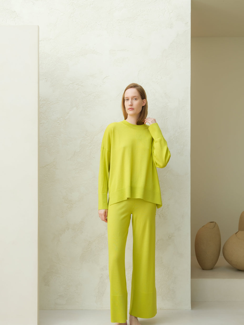 Extra Fine Merino Wool Oversized Crewneck Sweater 