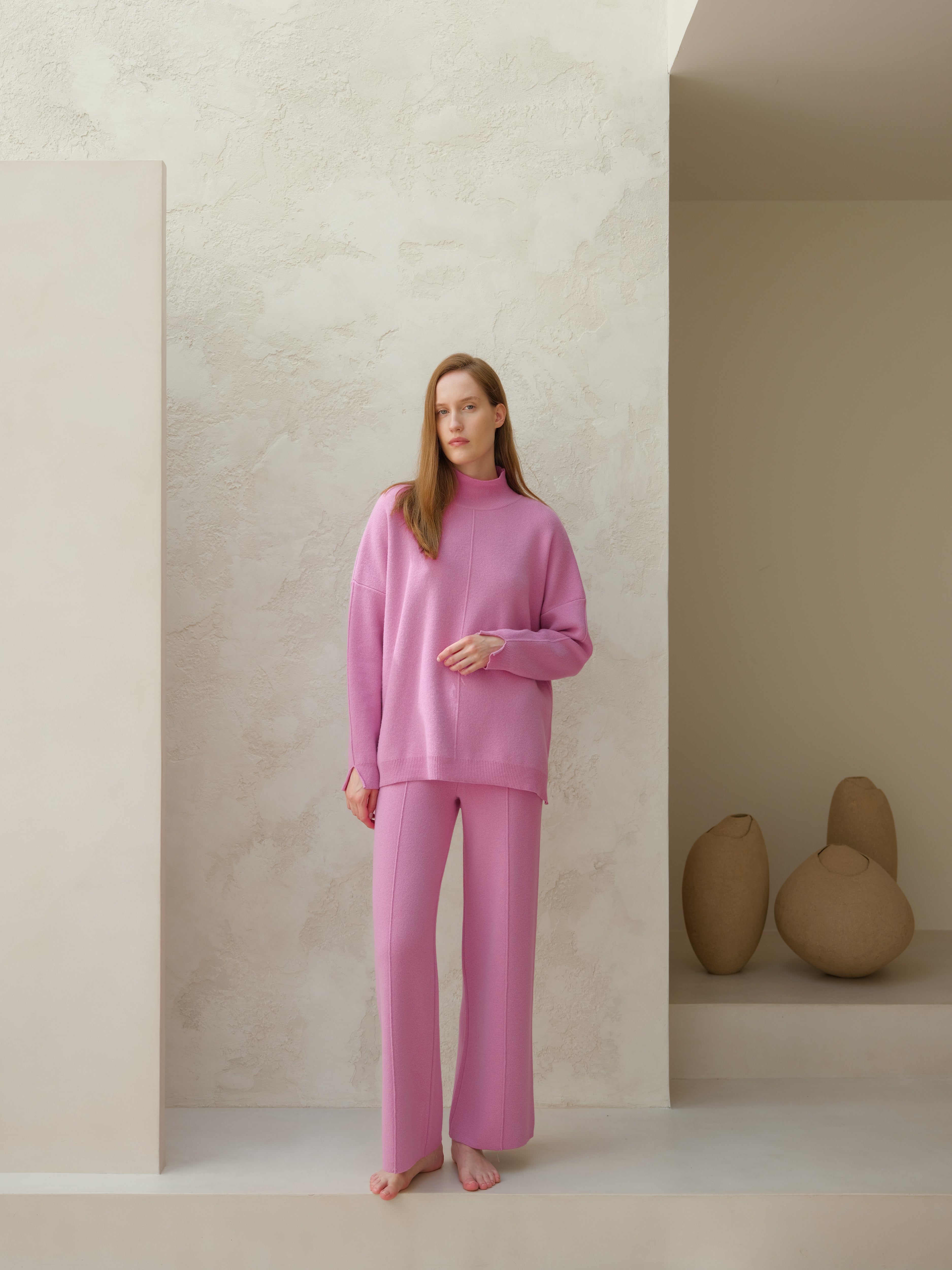 Cashmere Mix Solid Maxi Turtleneck Sweater