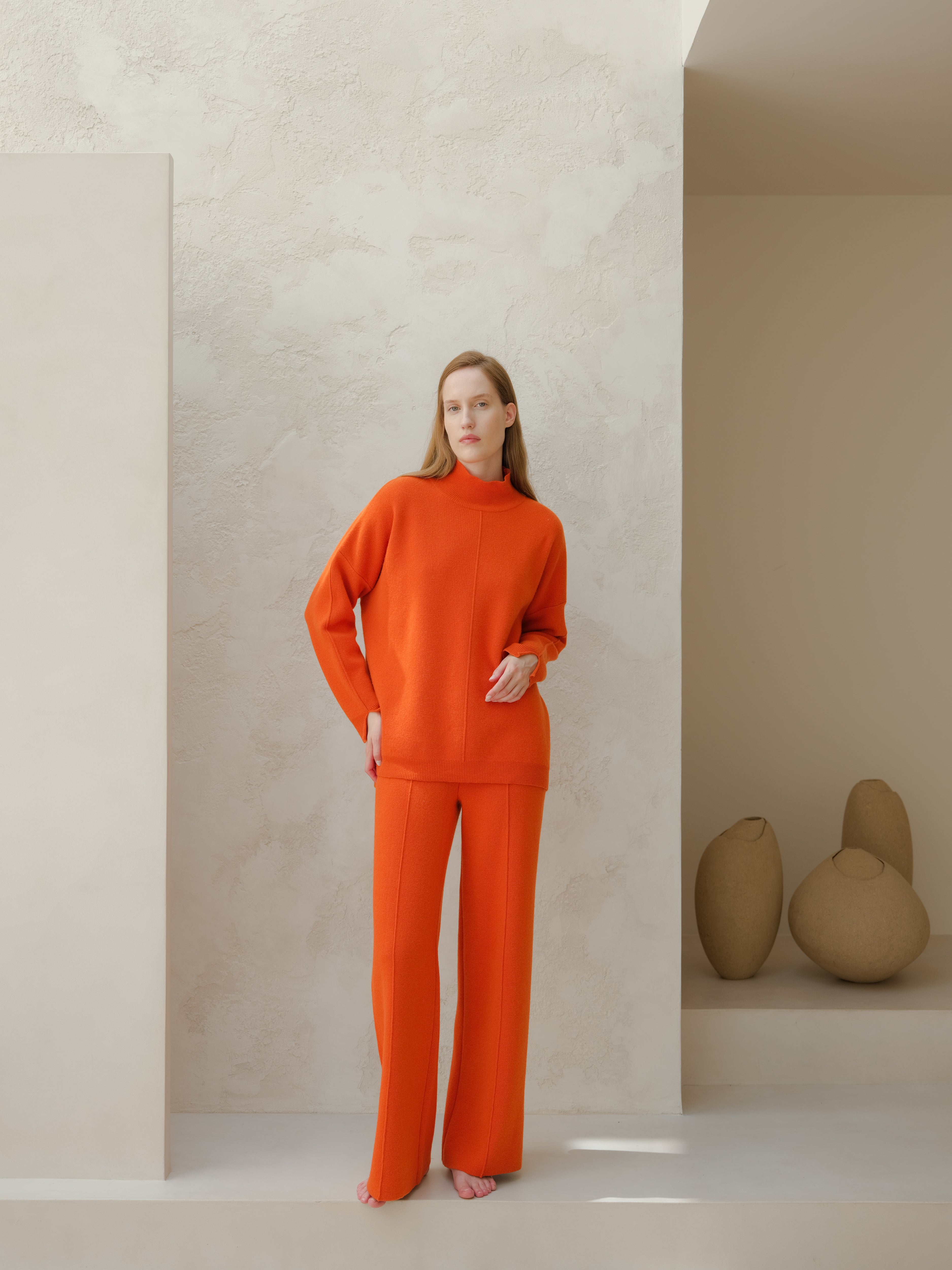 Cashmere Mix Solid Maxi Turtleneck Sweater