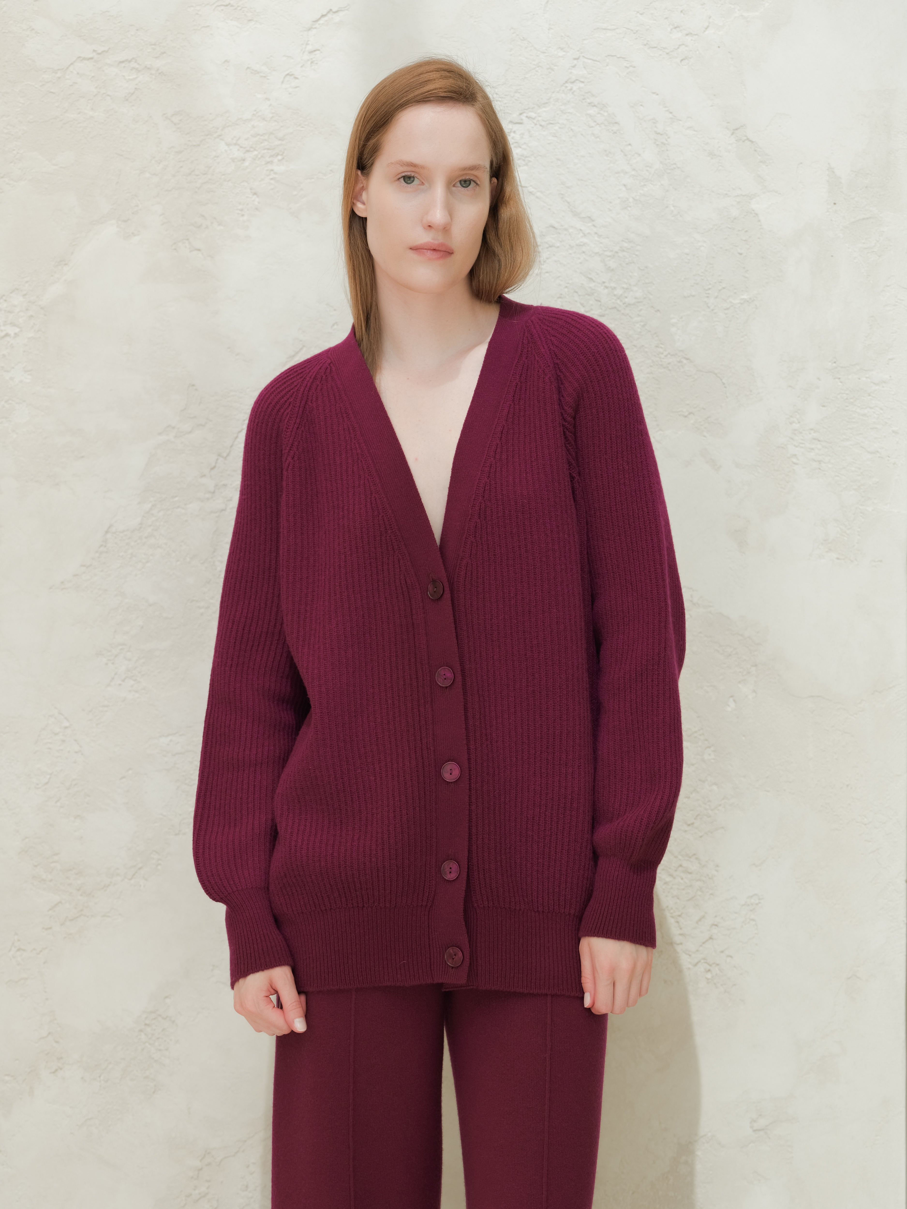 Cashmere Mix Long Ribbed Cardigan