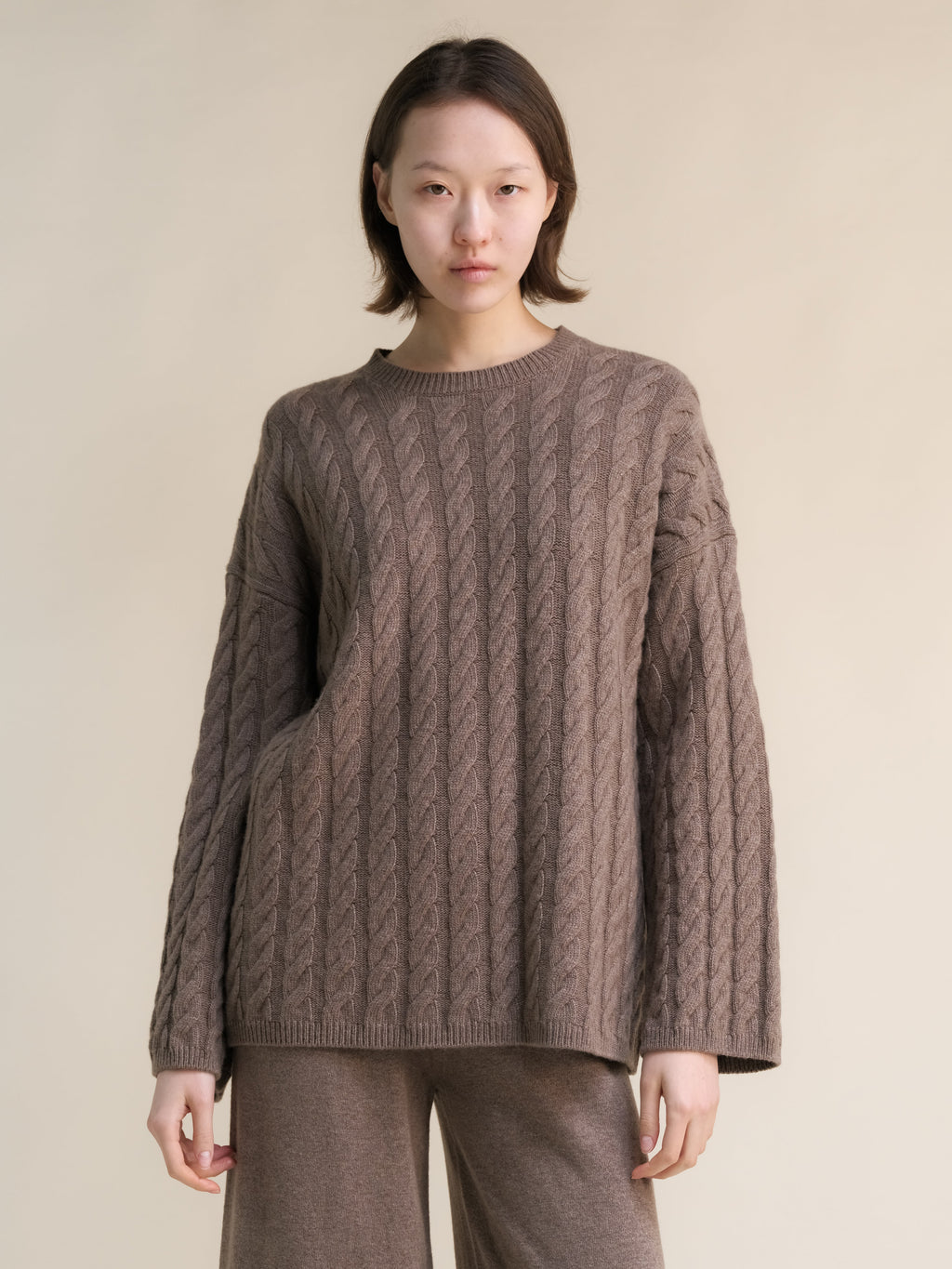 Cashmere Mix Maxi Cable-Knit Sweater