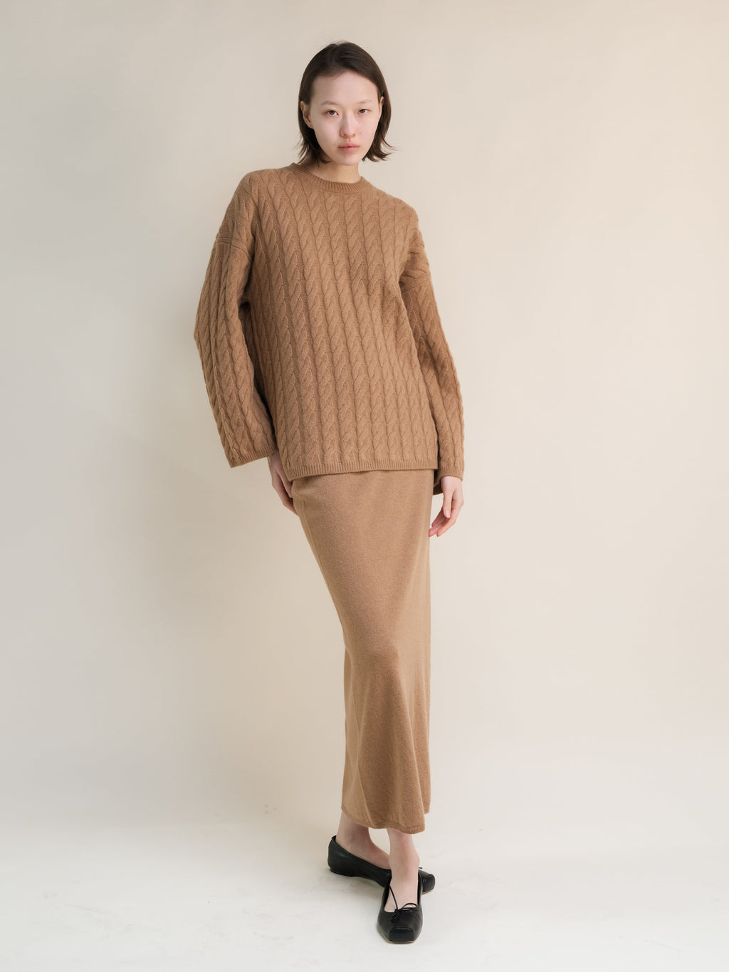 Cashmere Mix Maxi Cable-Knit Sweater