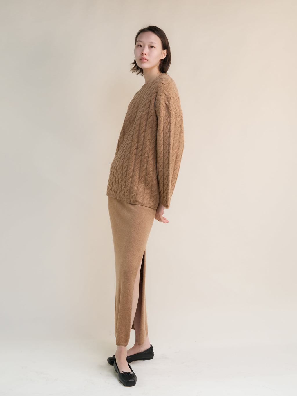 Cashmere Mix Maxi Cable-Knit Sweater