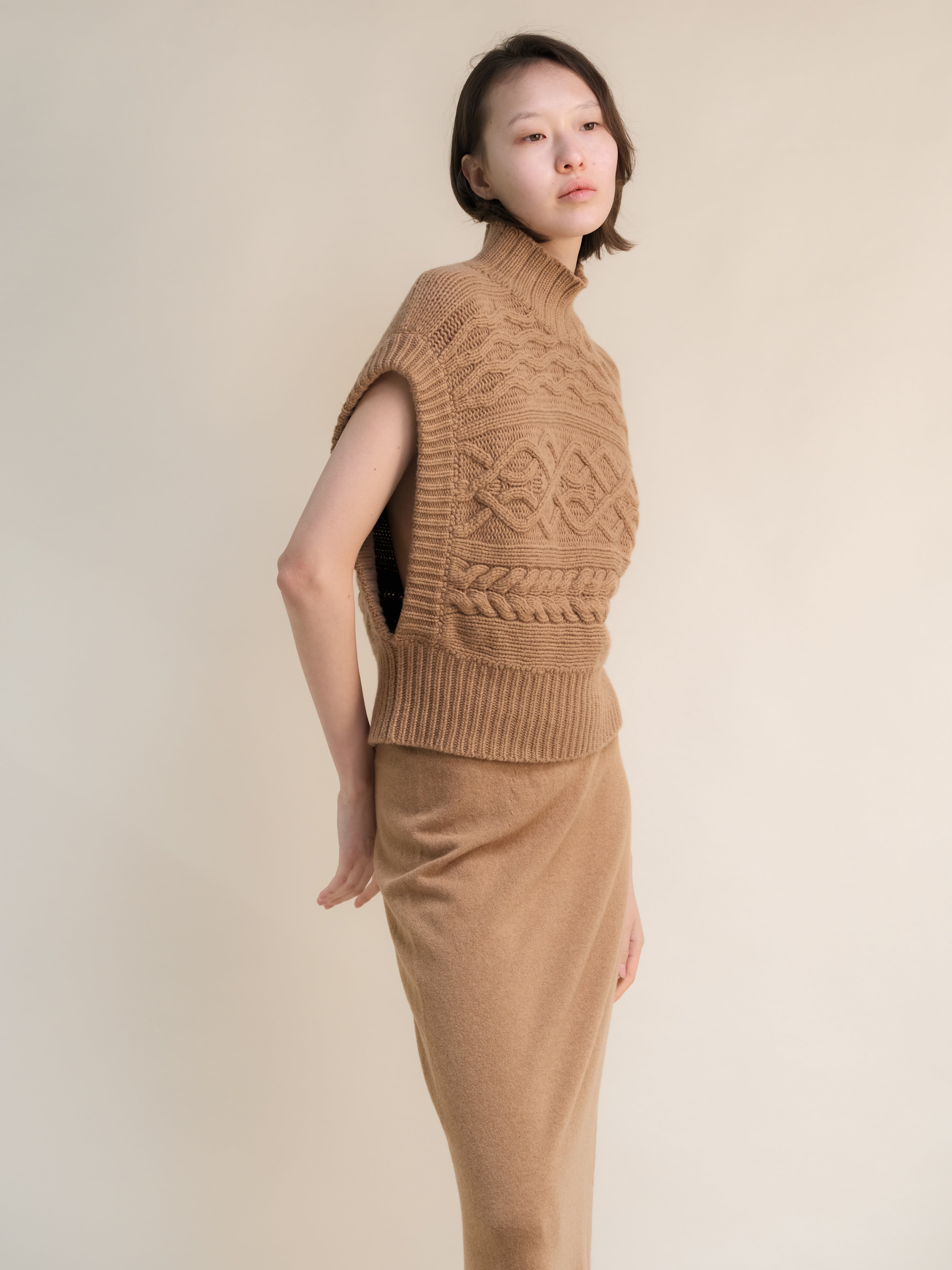 Cashmere Mix Maxi Cable Tunic