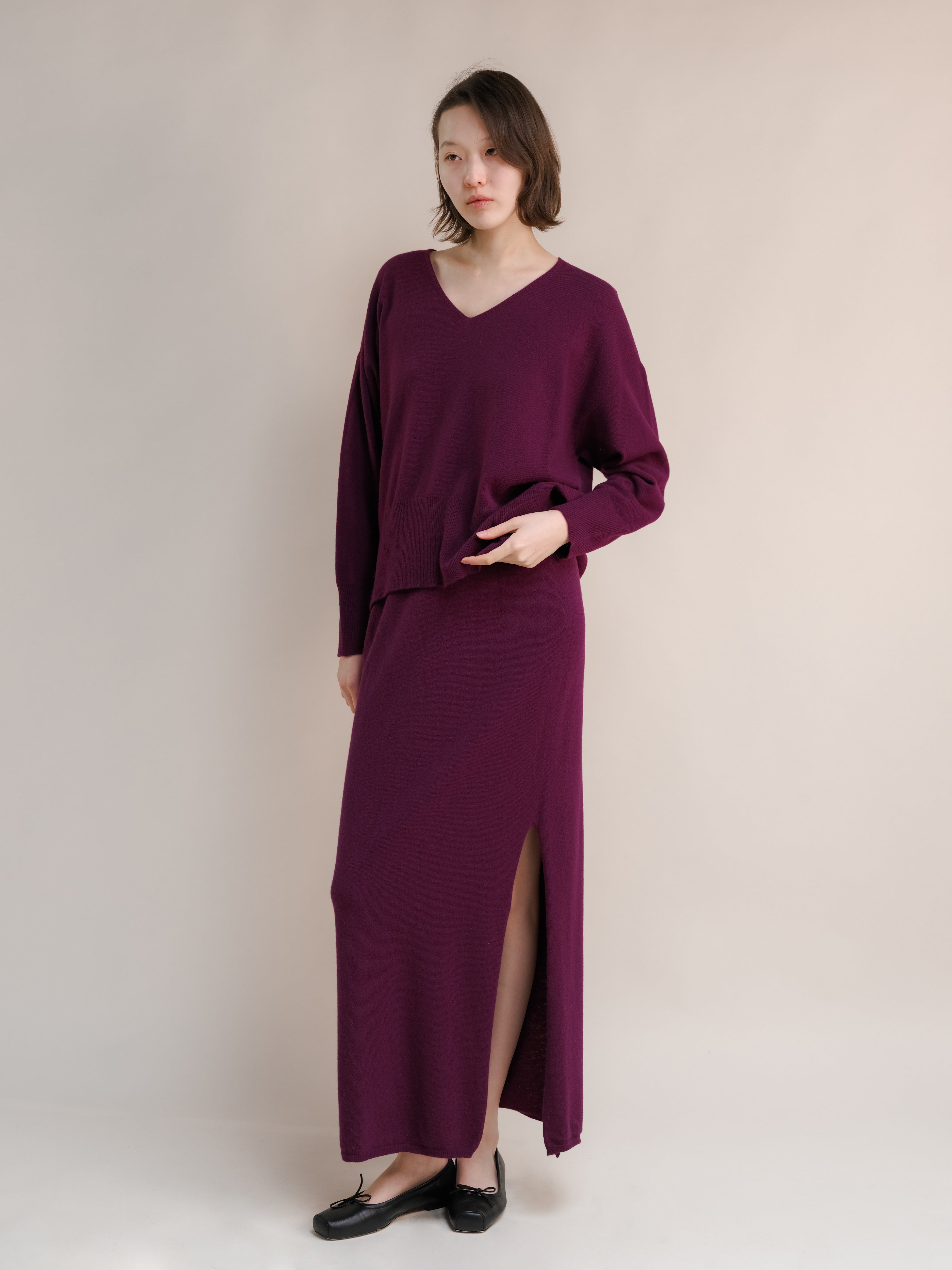 Cashmere Mix Maxi V-Neck Sweater
