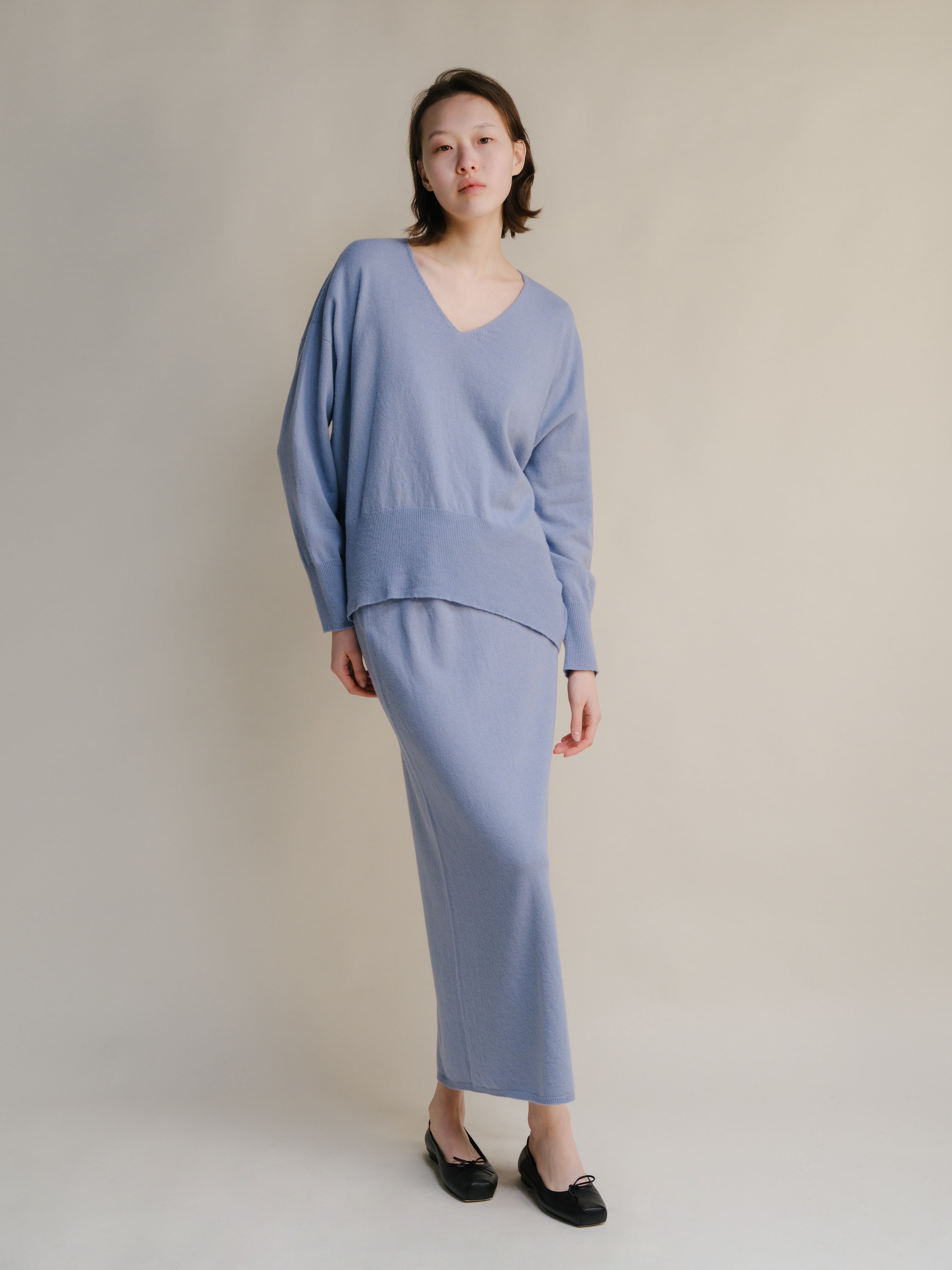 Cashmere Mix Maxi V-Neck Sweater