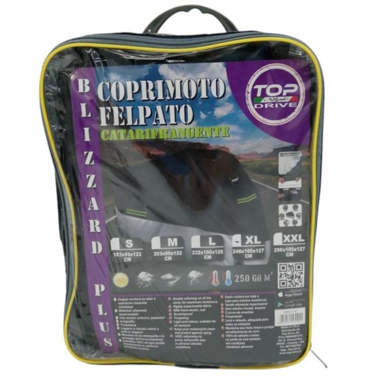 Telo Coprimoto Felpato Copri Moto Antigrandine Gelo Sole Pioggia Rifrangente| Xl