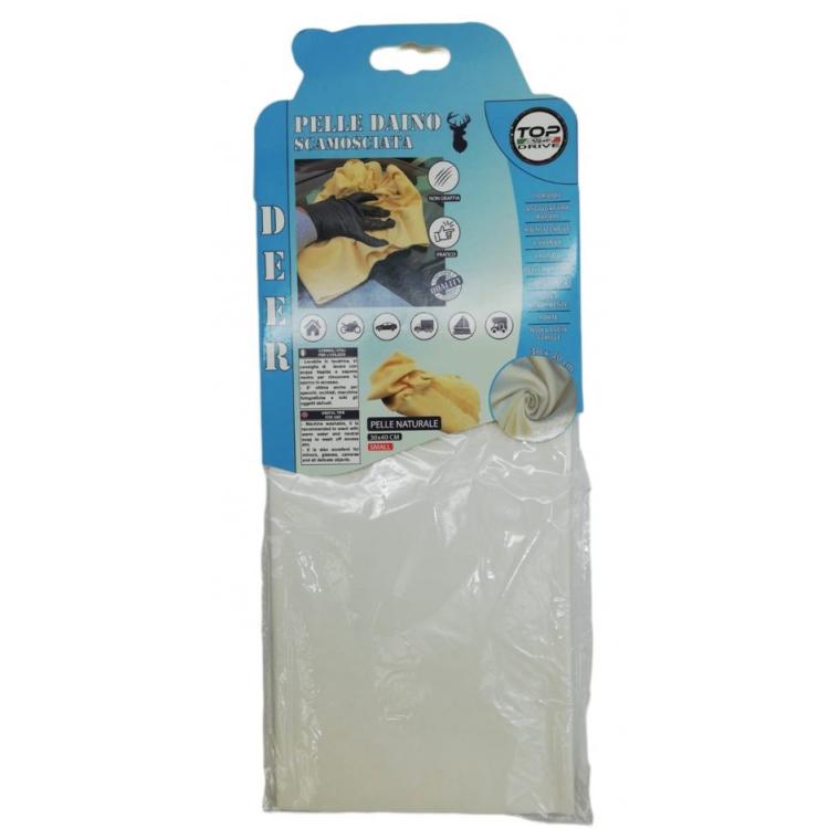 Panno Vera Pelle Di Daino Scamosciata Asciugatura Vetri Auto Moto Barca 40X60Cm