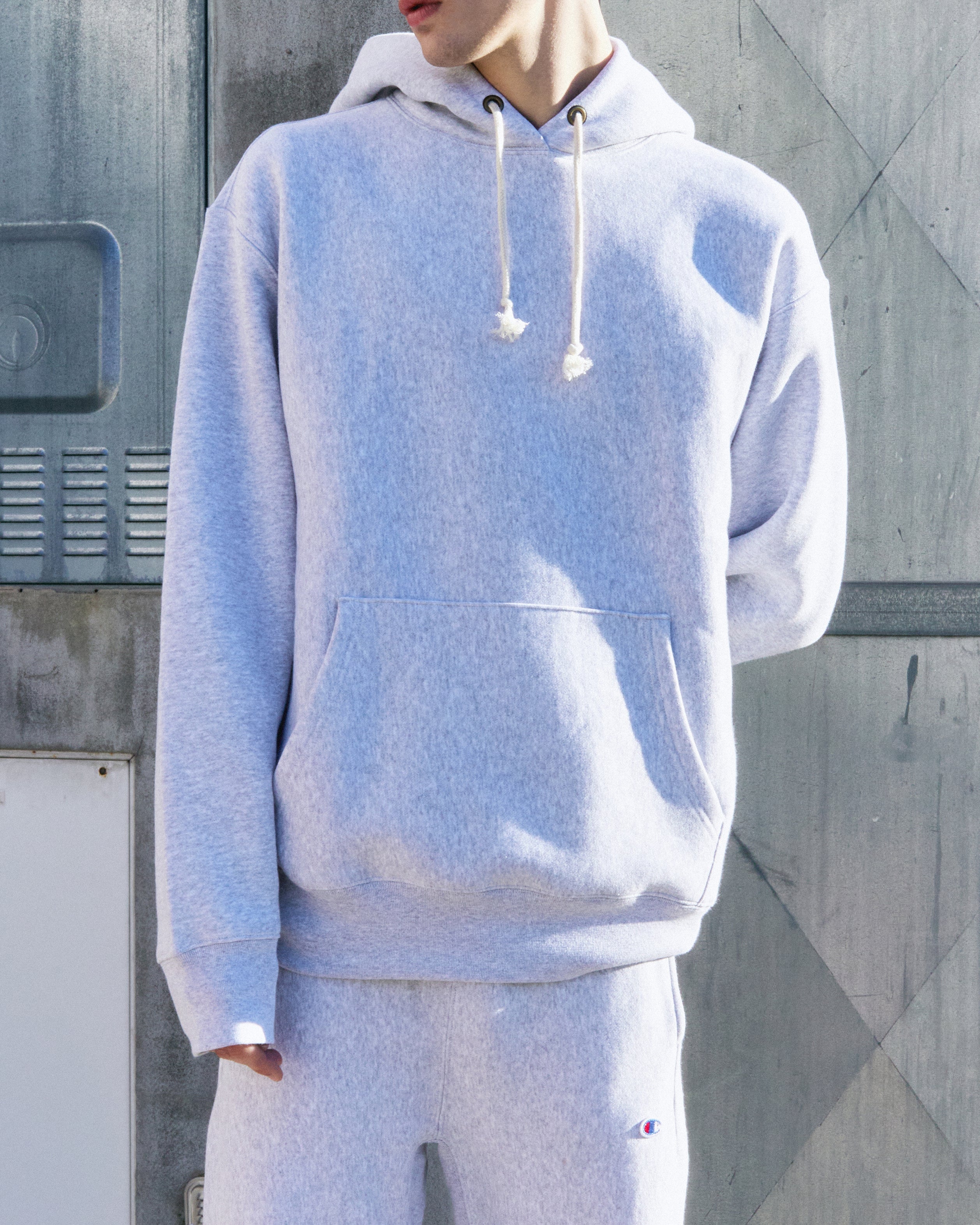Felpa Con Cappuccio Reverse Weave Grigia