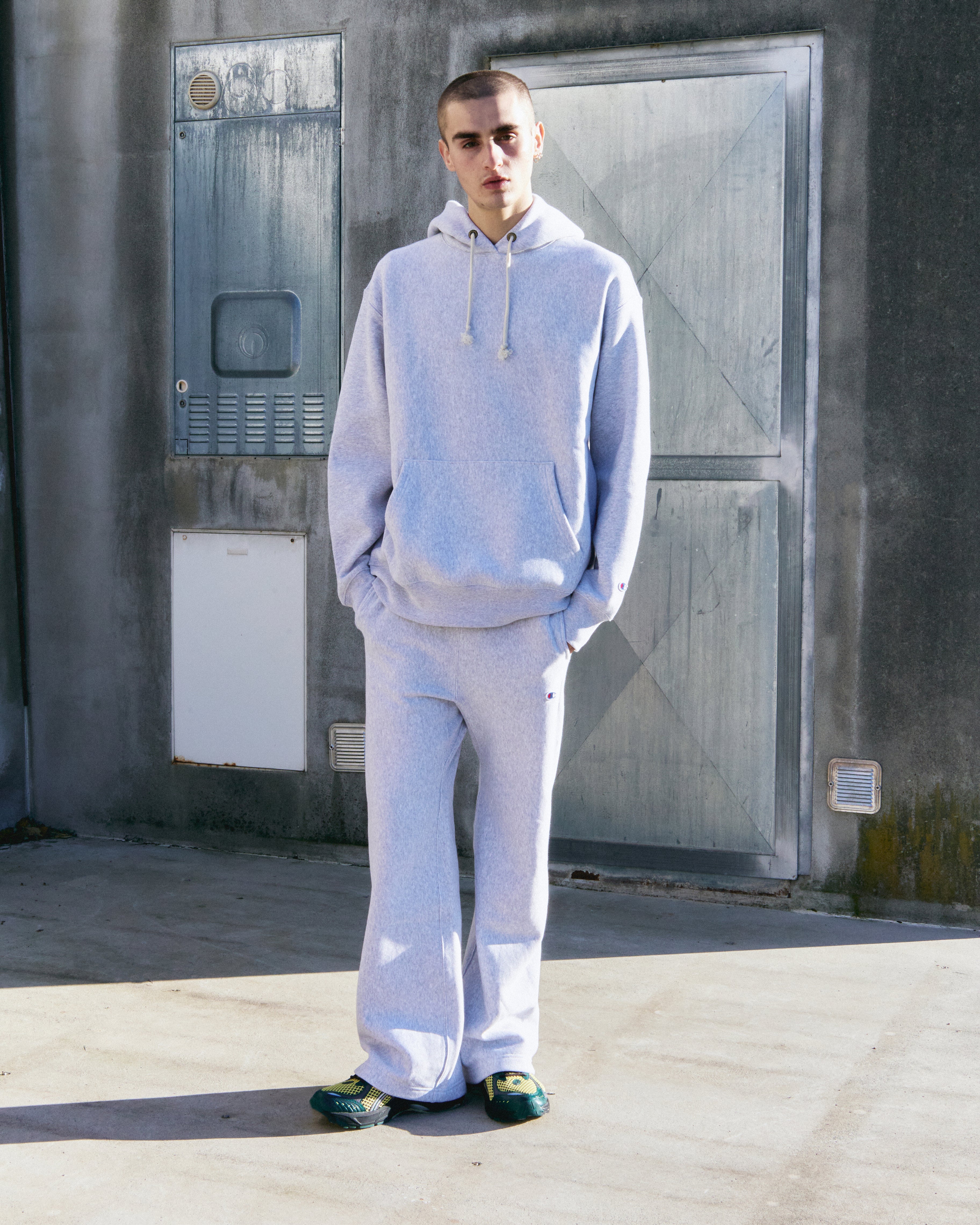 Pantalone Straight Hem Reverse Weave Grigia