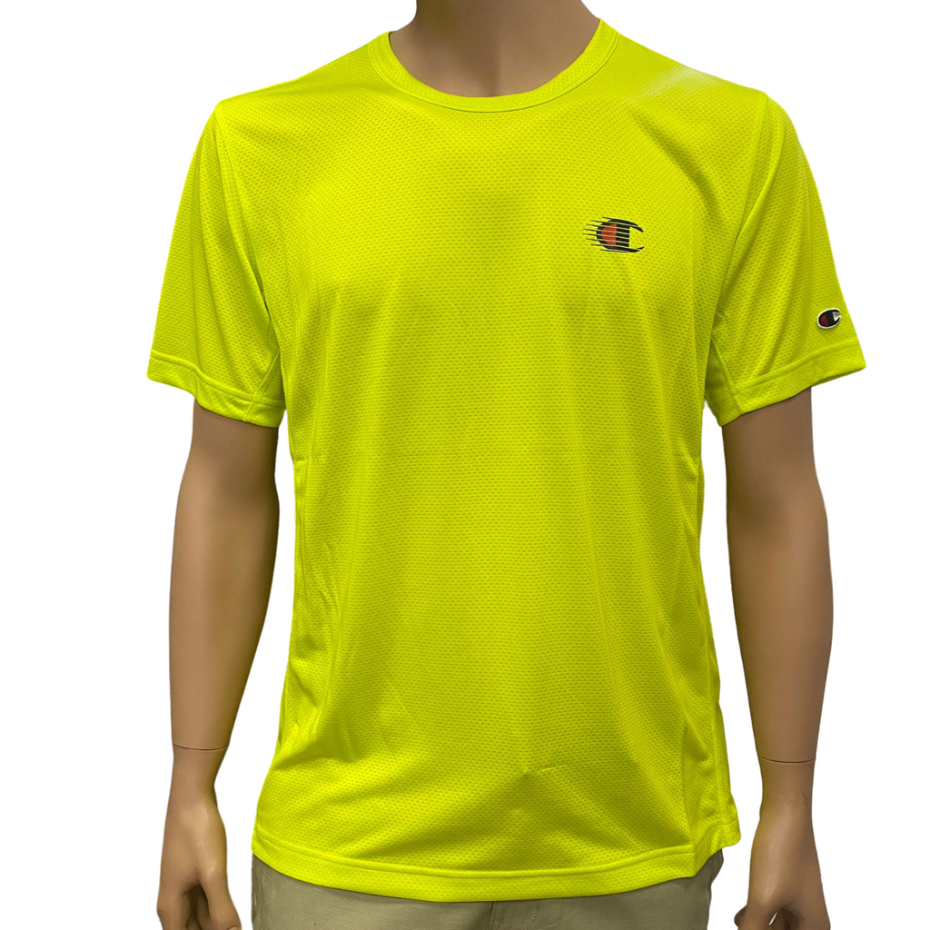 Champion maglietta girocollo manica corta da uomo in tessuto tecnico 220382 YS027 giallo lime