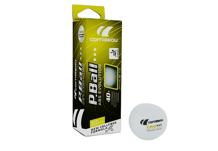 Cornilleau Pallina da Ping Pong P-Ball ABS Evolution 3 stelle omologata ITTF 3pezzi 310555 bianca