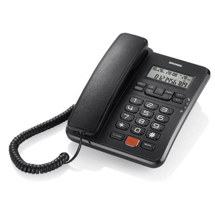 BRONDI OFFICE TELEFONO FISSO UFFICIO DESK LCD VIVAVOCE DISPLAY CASA DATA ORA