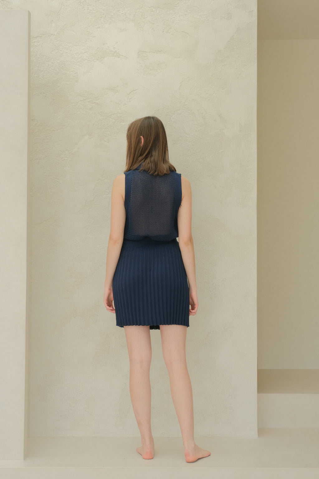 Fine Cotton Plissé Mini Skirt (3D-Knit)