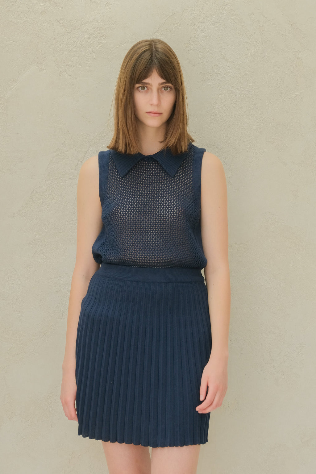 Fine Cotton Plissé Mini Skirt (3D-Knit)