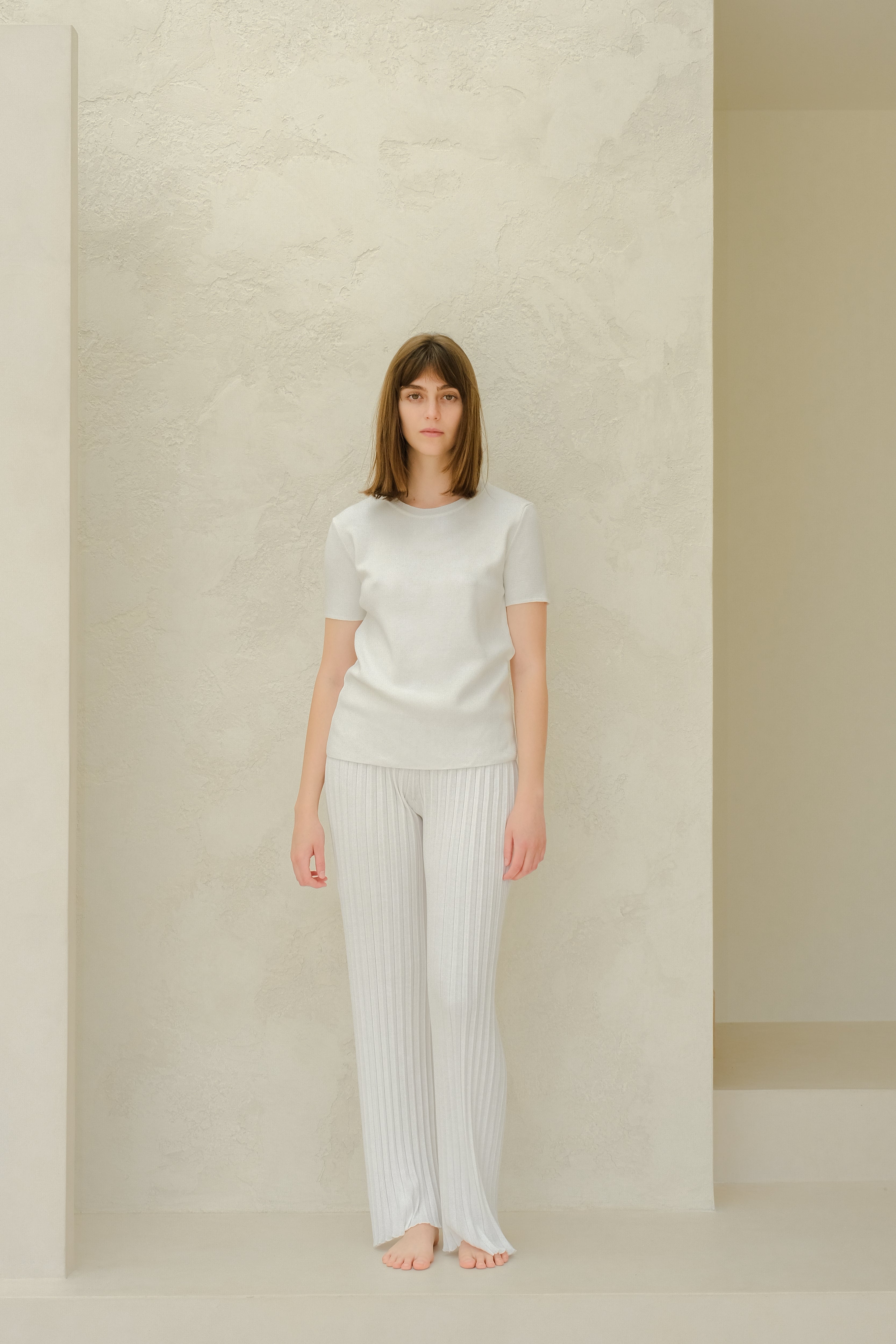 Fine Cotton Plissé Pants (3D-Knit)