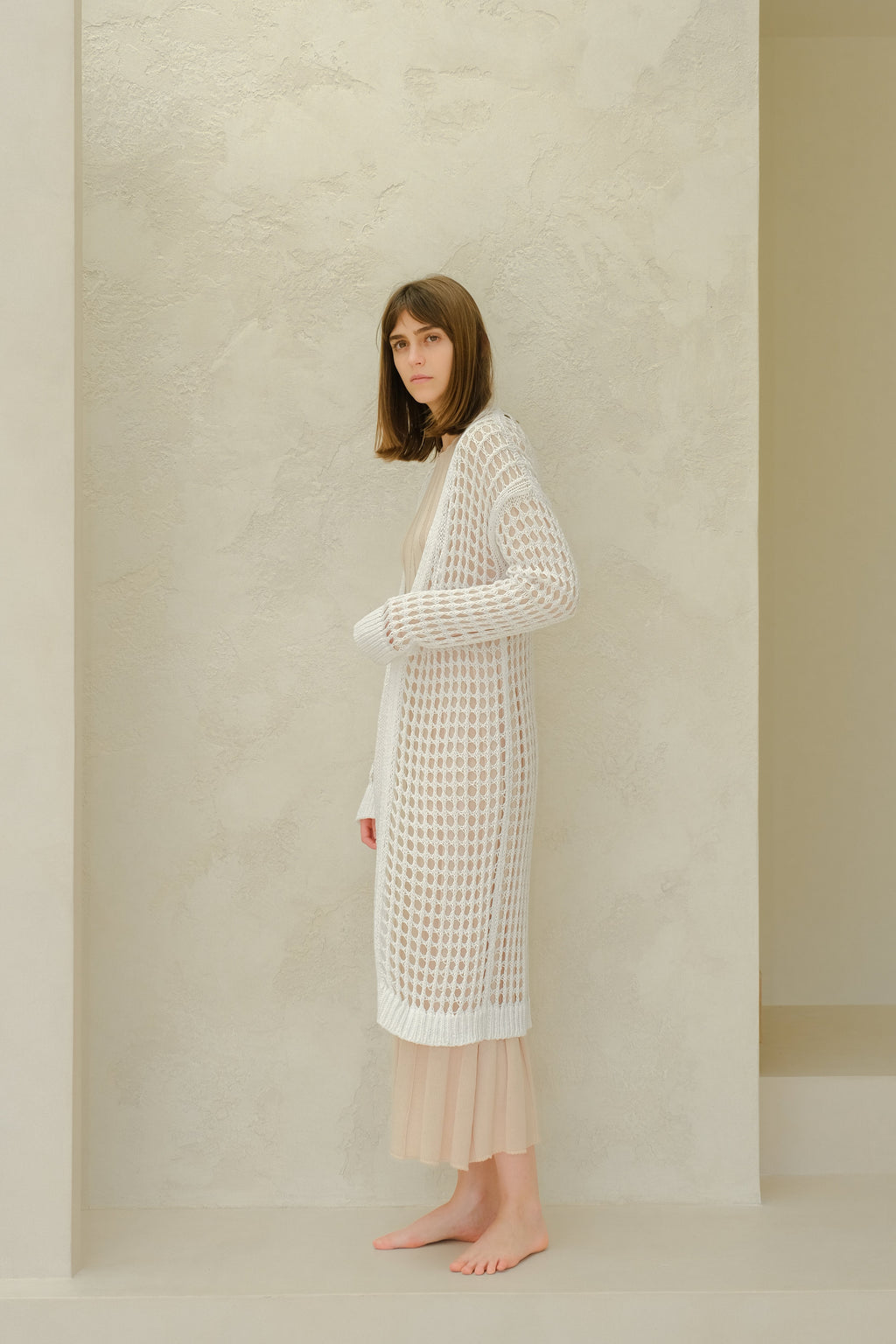 Fine Cotton Crochet Maxi Cardigan