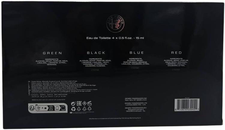 Alfa Romeo Confezione Regalo Uomo Green Black Blue Red Profumi Eau De Toilette