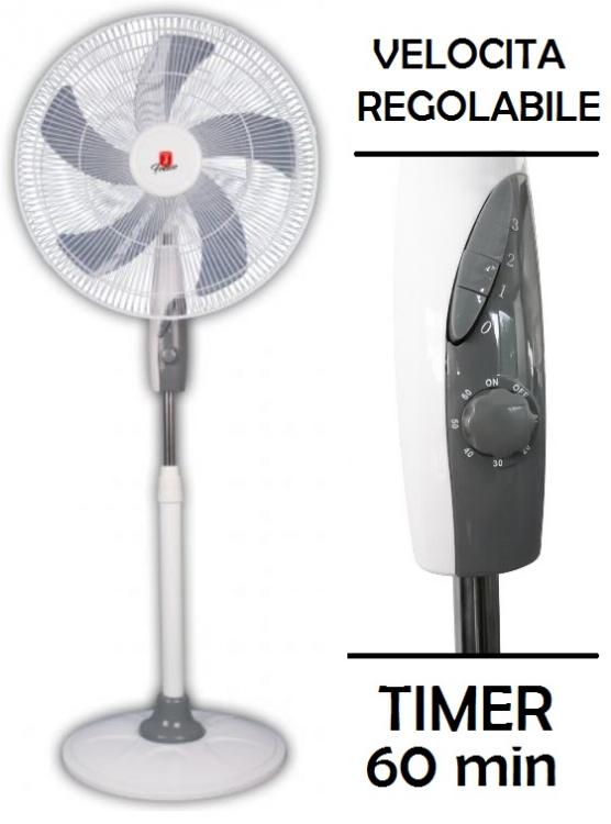 Ventilatore A Colonna Piantana 70W Timer Base Regolabile Bianco - Fresco Fs2045