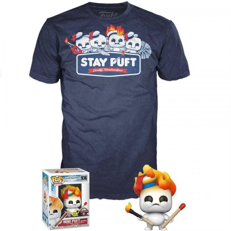 Funko Pop Tees Ghostbusters Unisex T-Shirt+Figure Glows In The Dark Stay Puft S