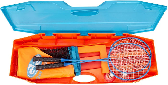 Get & Go Set Badminton Instant 65KC Blu Arancio Rete Racchette Volani