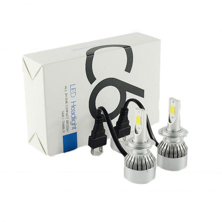COPPIA FARI LED AUTO LAMPADE H3 C6 MOTO KIT LAMPADINE 36W LUCE BIANCA 6000K FARO