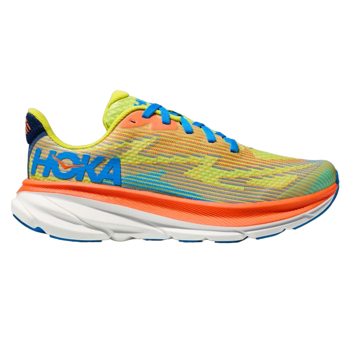 Hoka One One Clifton 9 Youth 1131170-EPVO Orange Yellow Blue Scarpa Running Junior Ragazzo Ragazza
