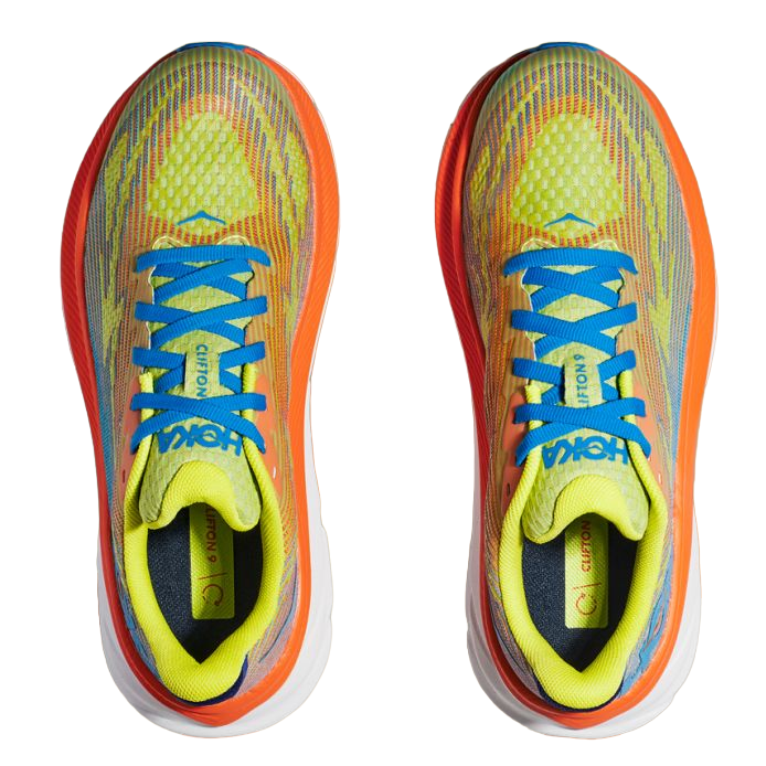 Hoka One One Clifton 9 Youth 1131170-EPVO Orange Yellow Blue Scarpa Running Junior Ragazzo Ragazza