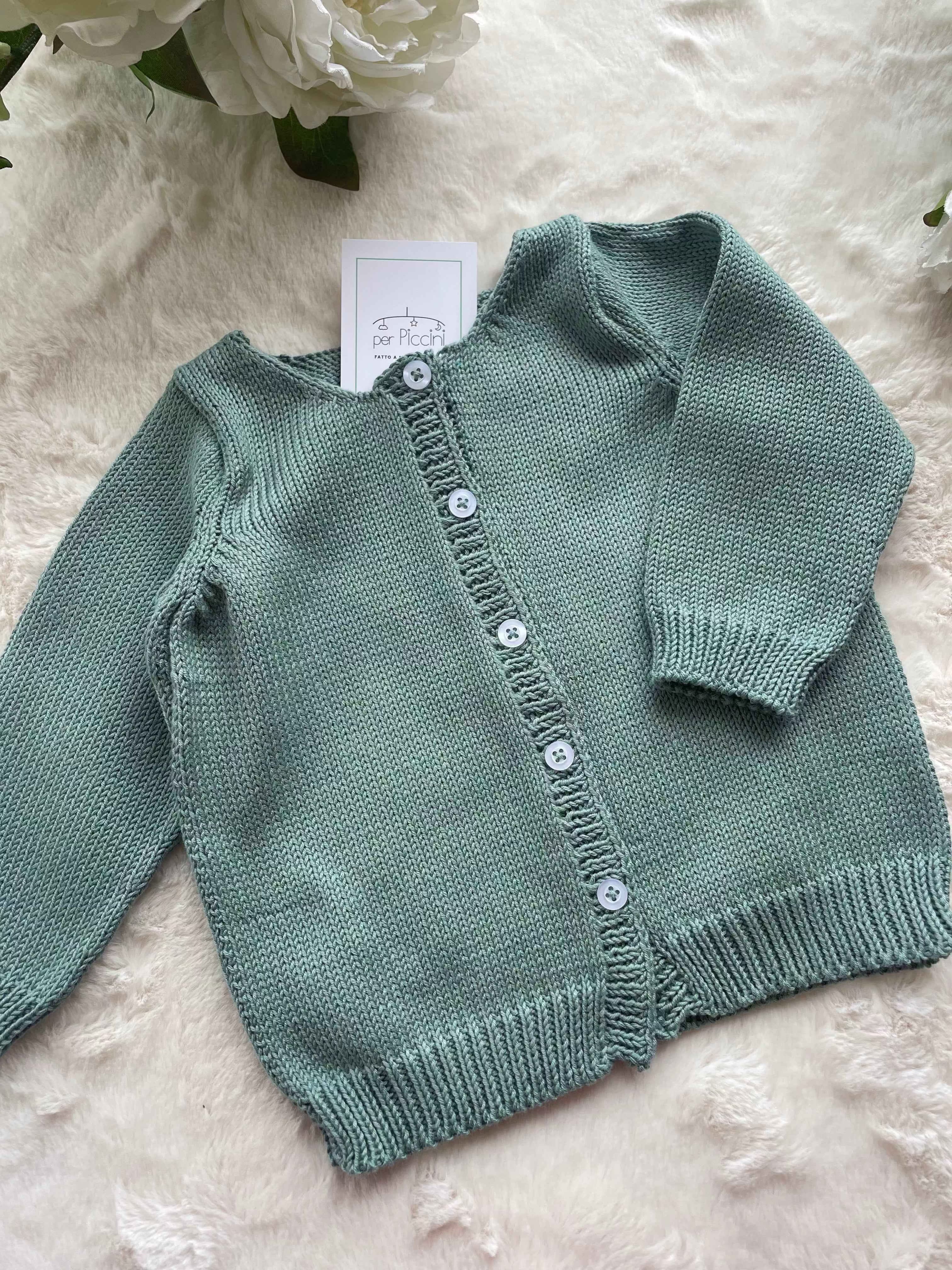 Cardigan neonato classico in cotone con scollo tondo