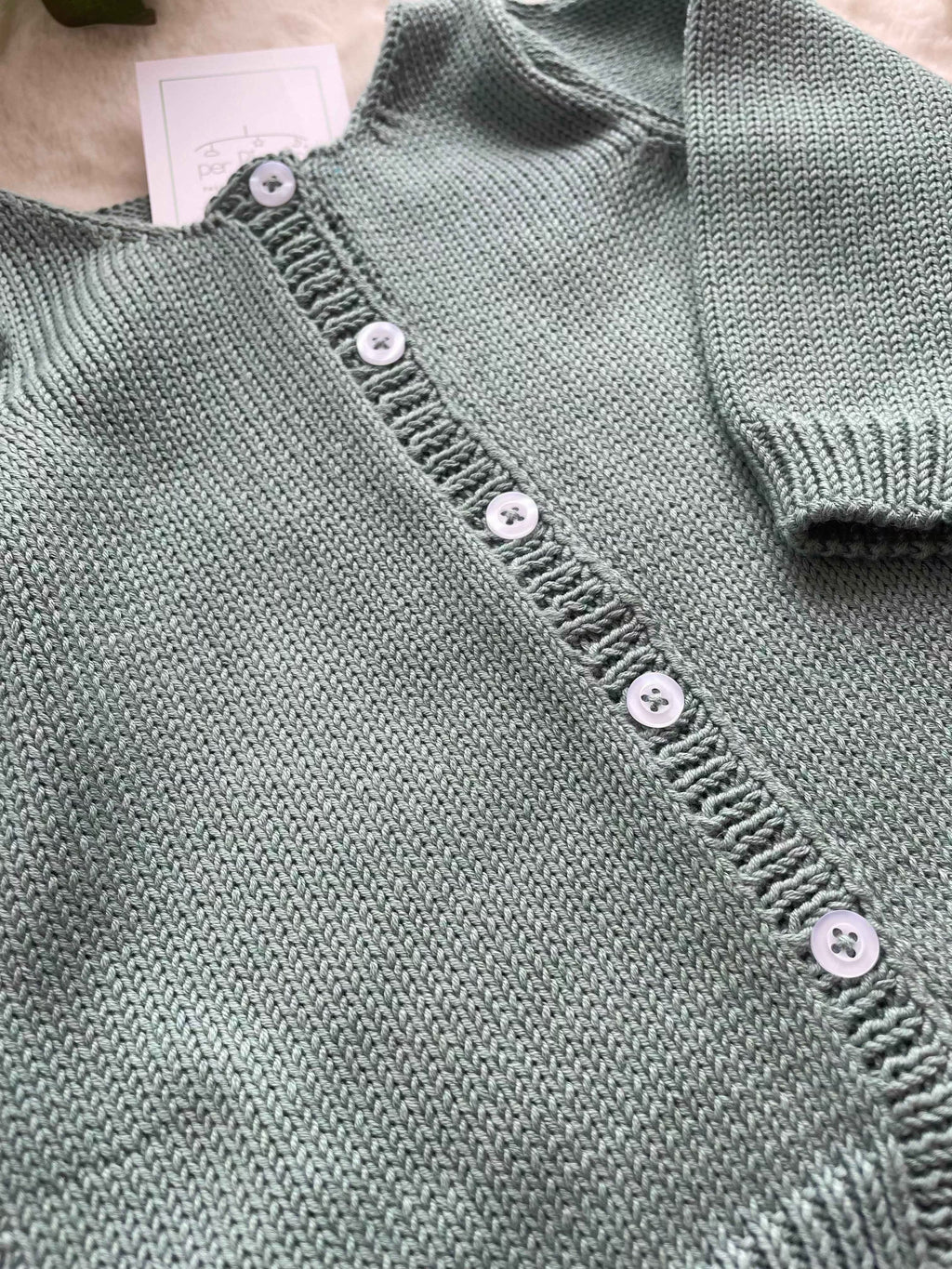 Cardigan neonato classico in cotone con scollo tondo