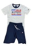 Champion completino da ragazzo Legacy Graphic T-shirt + Bermuda 306315 WW001 WHT white