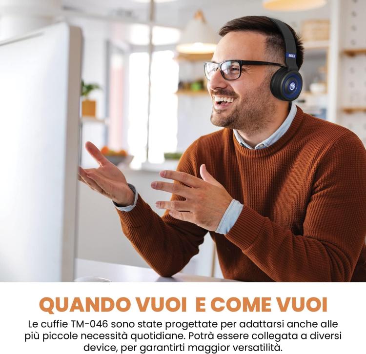 Techmade Cuffie Juventus Wireless Bluetooth Microfono Pieghevole Per Smartphone