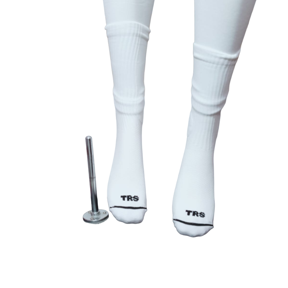 TRS calza tecnica da calcio + scaldamuscolo P644+P777 bianco